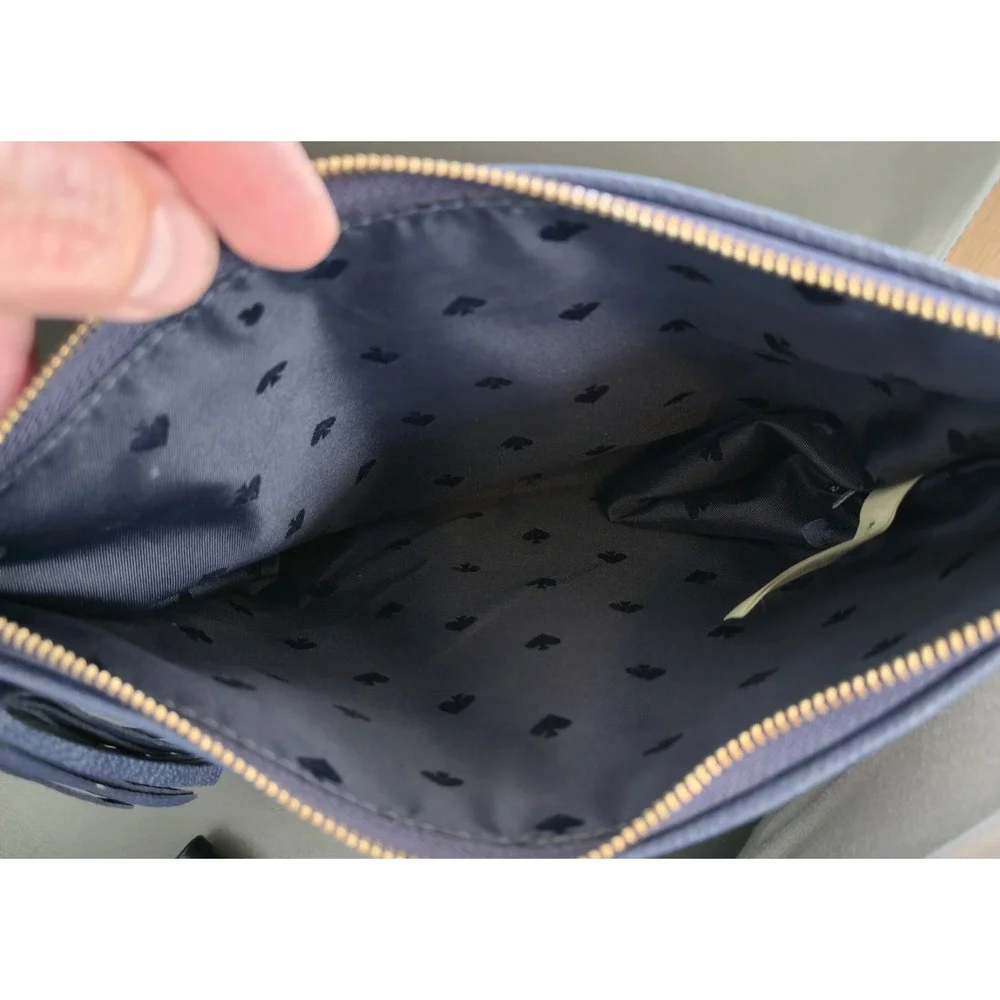 Kate Spade Parchment‎ Zippered Pouch Navy/Ivory Striped Canvas Tassel